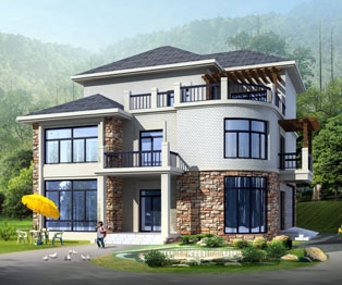 [永云别墅]AT125三层带屋顶花园双车库别墅全套图纸13m×13m