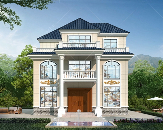 AT2835简单又好看新款农村自建房带堂屋三层乡村别墅设计图纸11.8mX12.5m